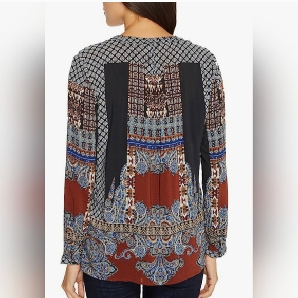 Tribal Jeans Arctic Dreamer Women's Blouse 100% Rayon Tassels Multicolor S/P - Picture 10 of 15